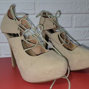 & Other Stories Cream Lace-Up Heels